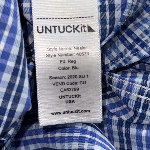UNTUCKit XXX-Large Nealer Men's Blue Checkered Shirt Button Down Short Sleeve - Picture 5 of 5